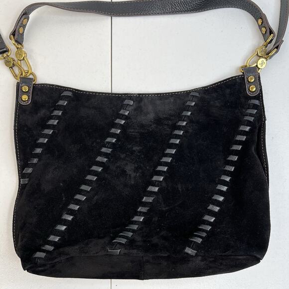 HOBO International Pier Black Suede Leather Crossbody Shoulder Bag Convertible - Picture 5 of 15